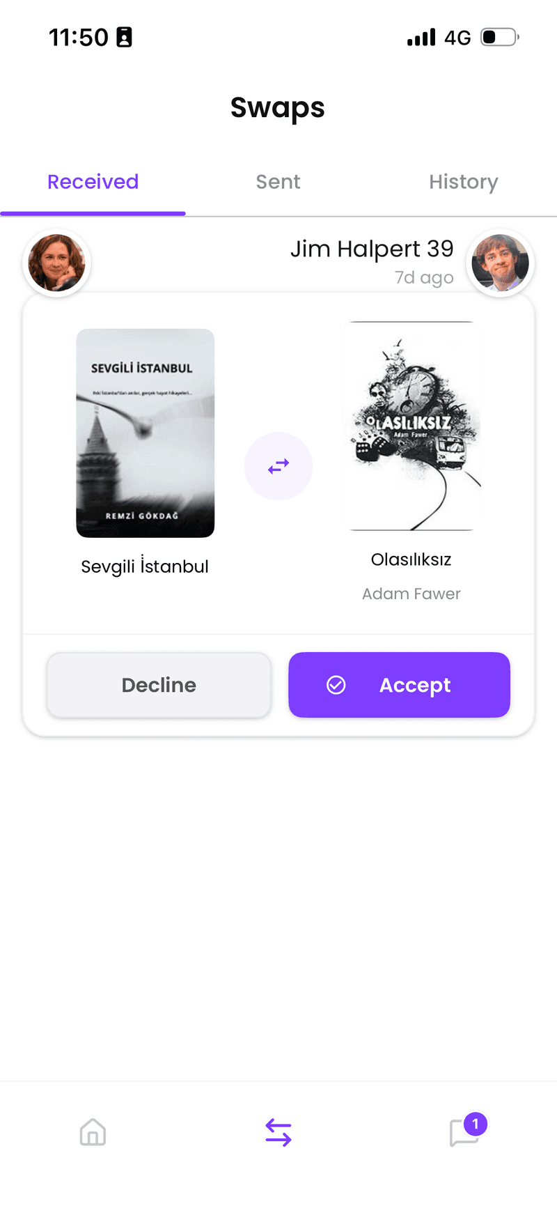 Personal library and wishlist management screen
